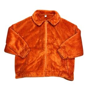 Old Navy | EUC Orange Plush Zip-Up Sweater
